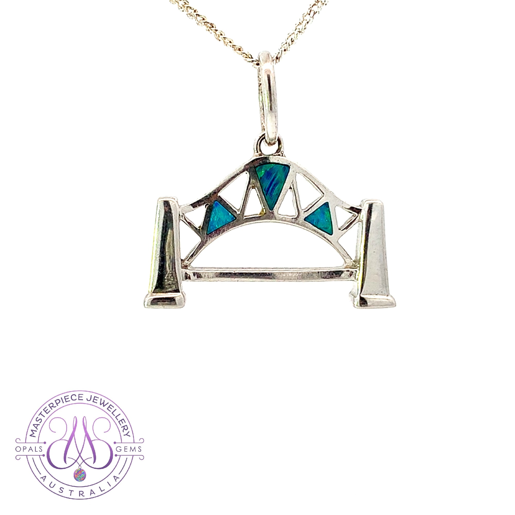 Sterling Silver Harbour Bridge Opal pendant