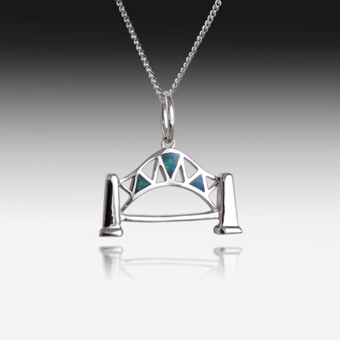 Sterling Silver Harbour Bridge Opal pendant