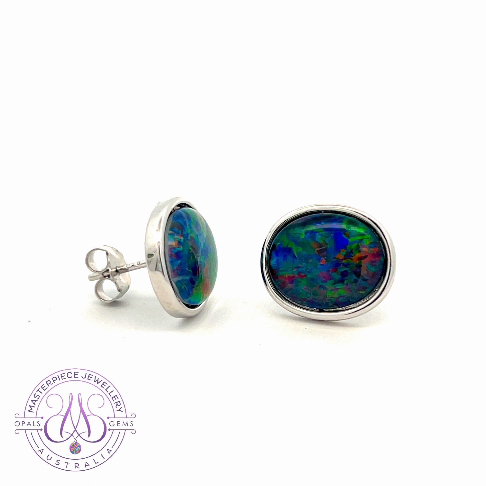 Sterling Sliver Opal Triplet Earrings