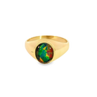 9kt Yellow Gold signet ring 10x8mm Opal triplet 