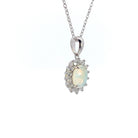 Sterling Silver White Opal pendant Necklace in cluster setting with opal 7x5mm - Masterpiece Jewellery Opal & Gems Sydney Australia | Online Shop