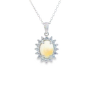 Sterling Silver 9x7mm White Opal cluster pendant - Masterpiece Jewellery Opal & Gems Sydney Australia | Online Shop