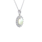 Sterling Silver 9x7mm White Opal pendant Necklace in cluster setting - Masterpiece Jewellery Opal & Gems Sydney Australia | Online Shop