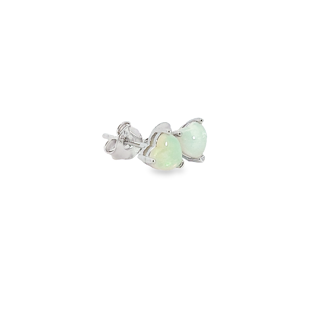 Sterling Silver 5mm Heart shape White Opal studs - Masterpiece Jewellery Opal & Gems Sydney Australia | Online Shop