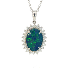 Sterling Silver Opal Necklace with 14x10mm triplet cluster design pendant - Masterpiece Jewellery Opal & Gems Sydney Australia | Online Shop