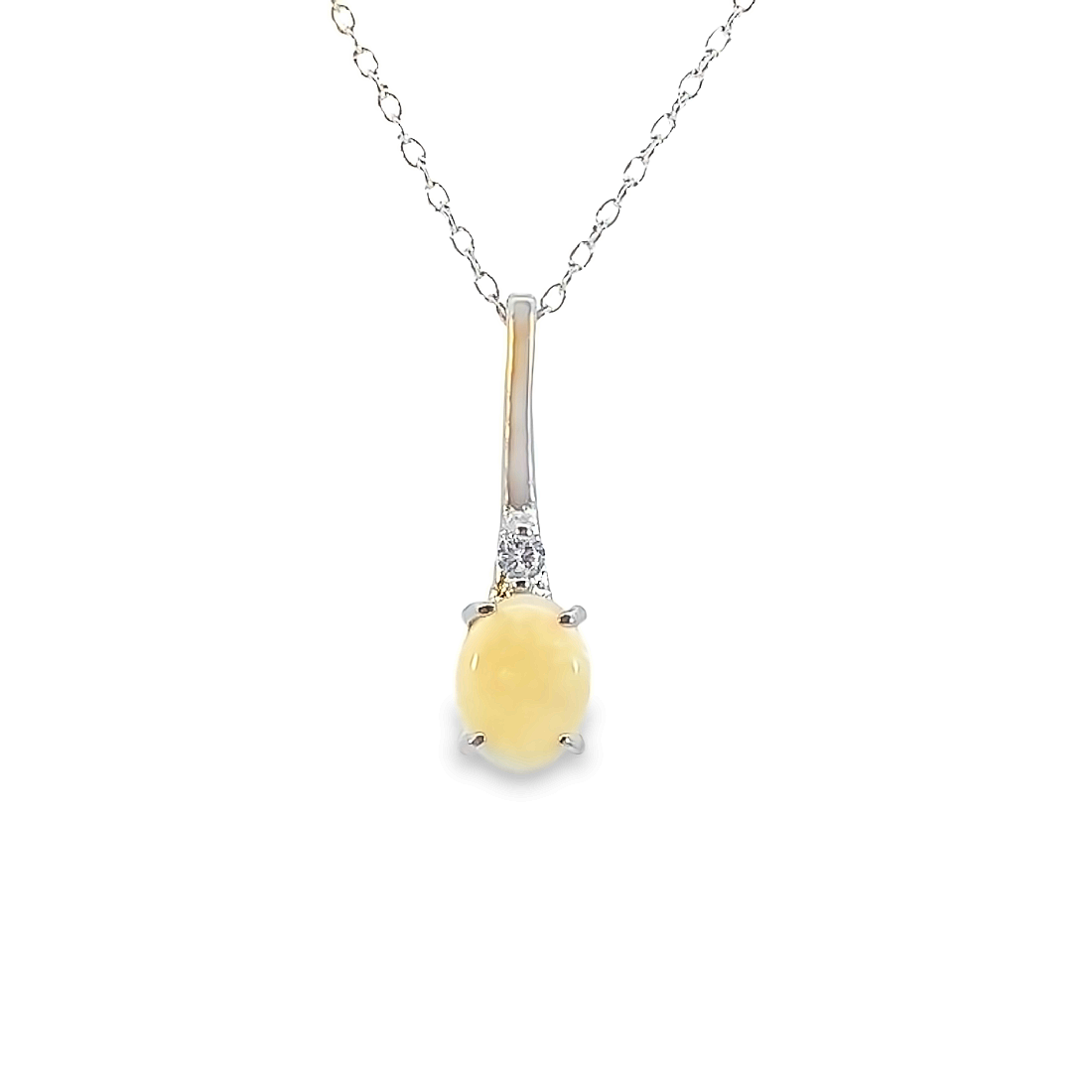 Sterling Silver drop pendant 8x6mm White Opal pendant - Masterpiece Jewellery Opal & Gems Sydney Australia | Online Shop