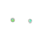 9kt White Gold 3mm Crystal Opal earrings studs - Masterpiece Jewellery Opal & Gems Sydney Australia | Online Shop