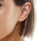 9Kt White Gold Crystal Opal Earrings - 5x3mm 4-Claw Studs, Elegant Opal Jewelry, Perfect Gift for Her, Luxury Gold Stud Earrings - Masterpiece Jewellery Opal & Gems Sydney Australia | Online Shop