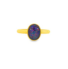 Gold plated sterling silver 9x7mm Triplet Opal ring solitaire bezel set - Masterpiece Jewellery Opal & Gems Sydney Australia | Online Shop