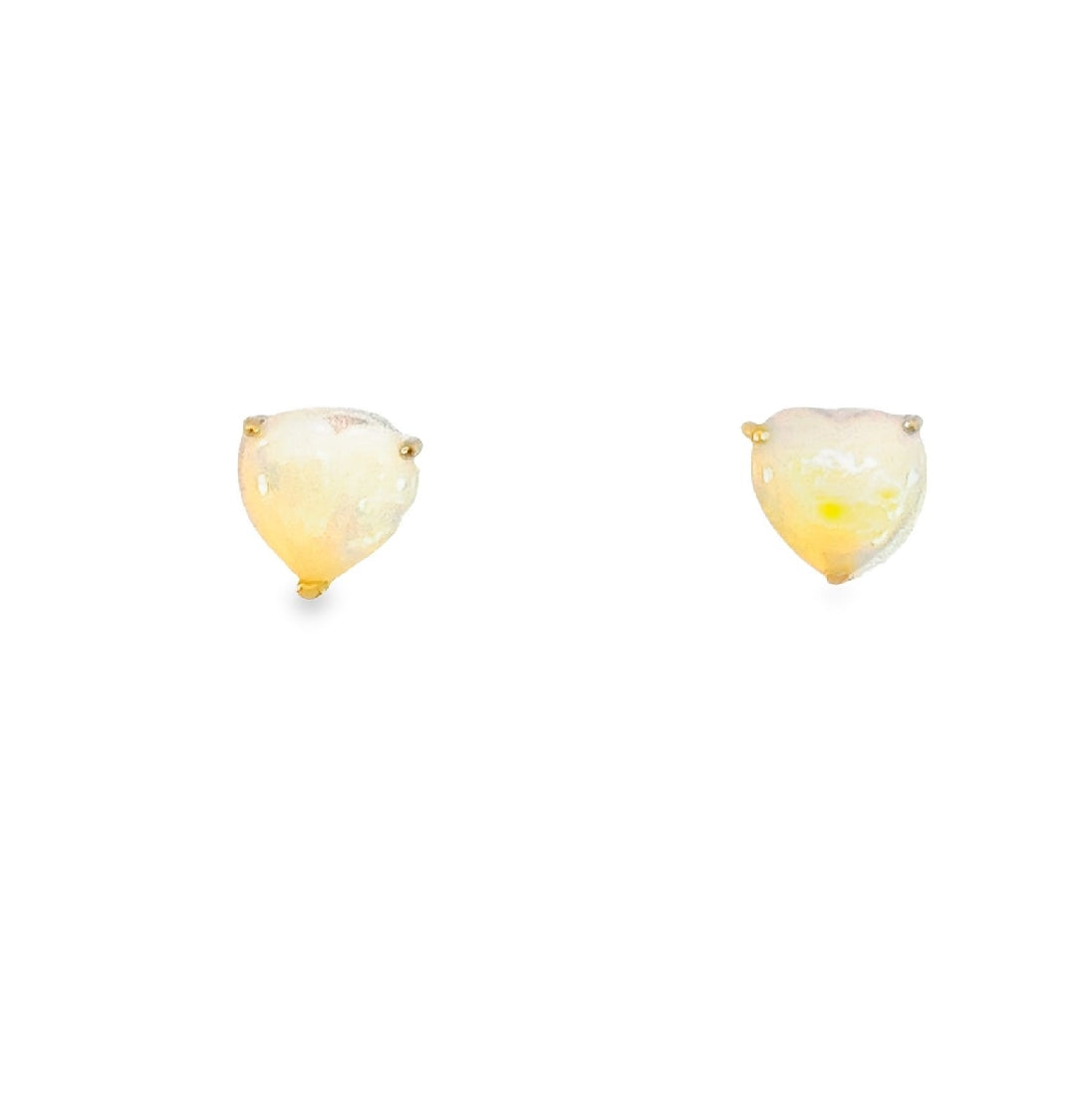 9kt Yellow Gold 6mm Heart shape Opal earrings studs - Masterpiece Jewellery Opal & Gems Sydney Australia | Online Shop