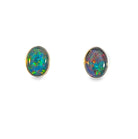 Sterling Silver 8x6mm Triplet Opal earrings bezel studs - Masterpiece Jewellery Opal & Gems Sydney Australia | Online Shop