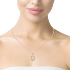 Rose Gold Plated Sterling Silver White Opal Halo Pendant - Dainty, Gold & Silver, Raw & Fire Opal Necklace" - Masterpiece Jewellery Opal & Gems Sydney Australia | Online Shop