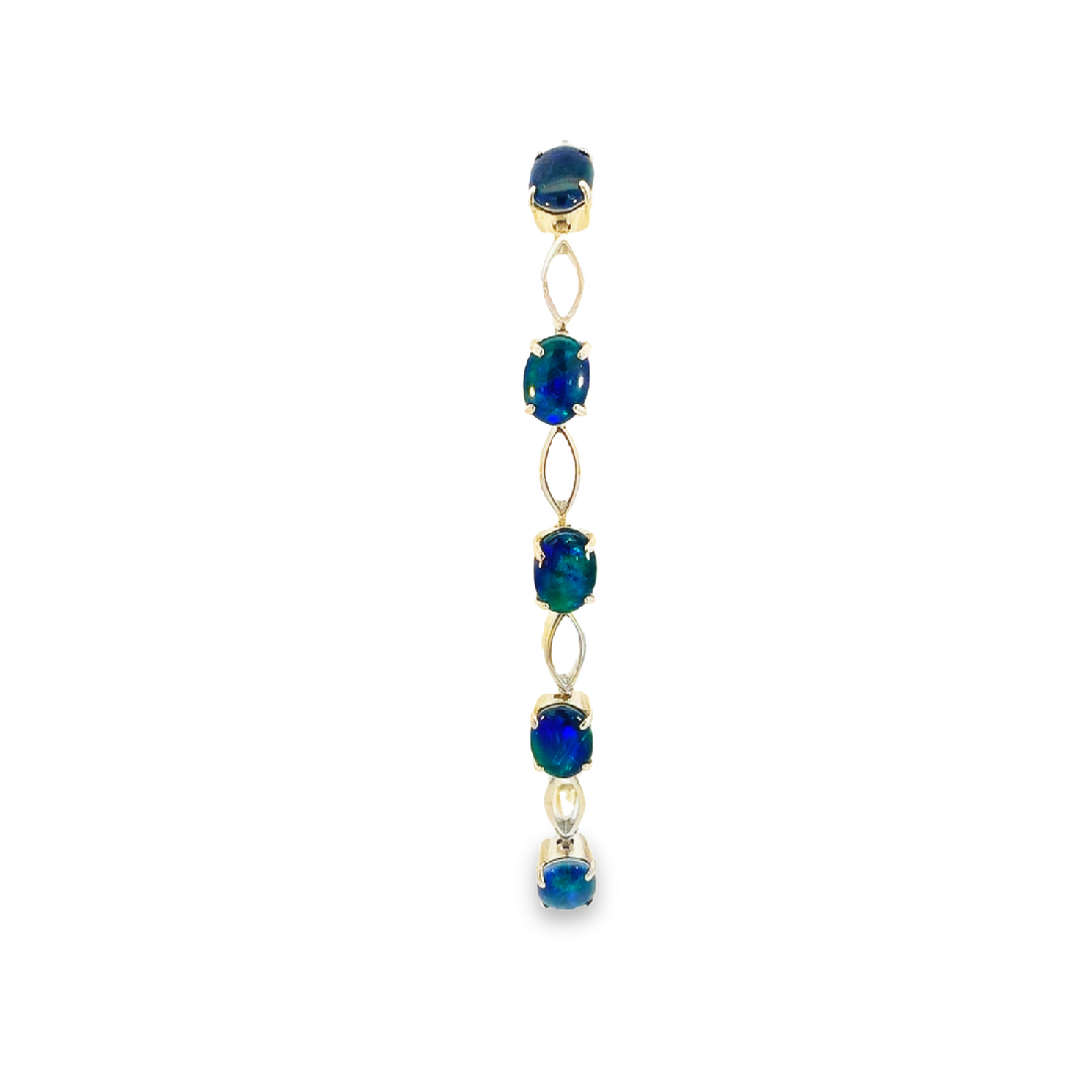 Sterling Silver 8x6mm Opal triplet and open shape marquise design bracelet - Masterpiece Jewellery Opal & Gems Sydney Australia | Online Shop