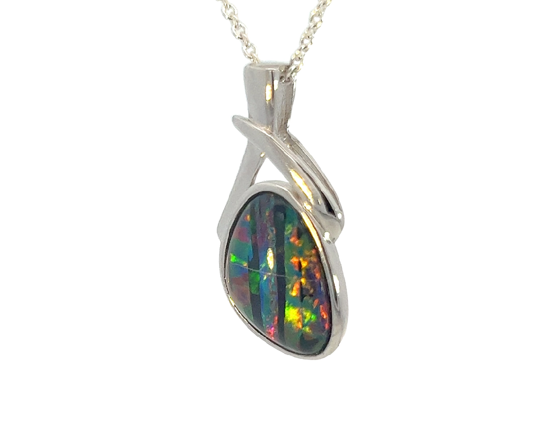 Sterling Silver freeform Opal triplet 25x13mm - Masterpiece Jewellery Opal & Gems Sydney Australia | Online Shop