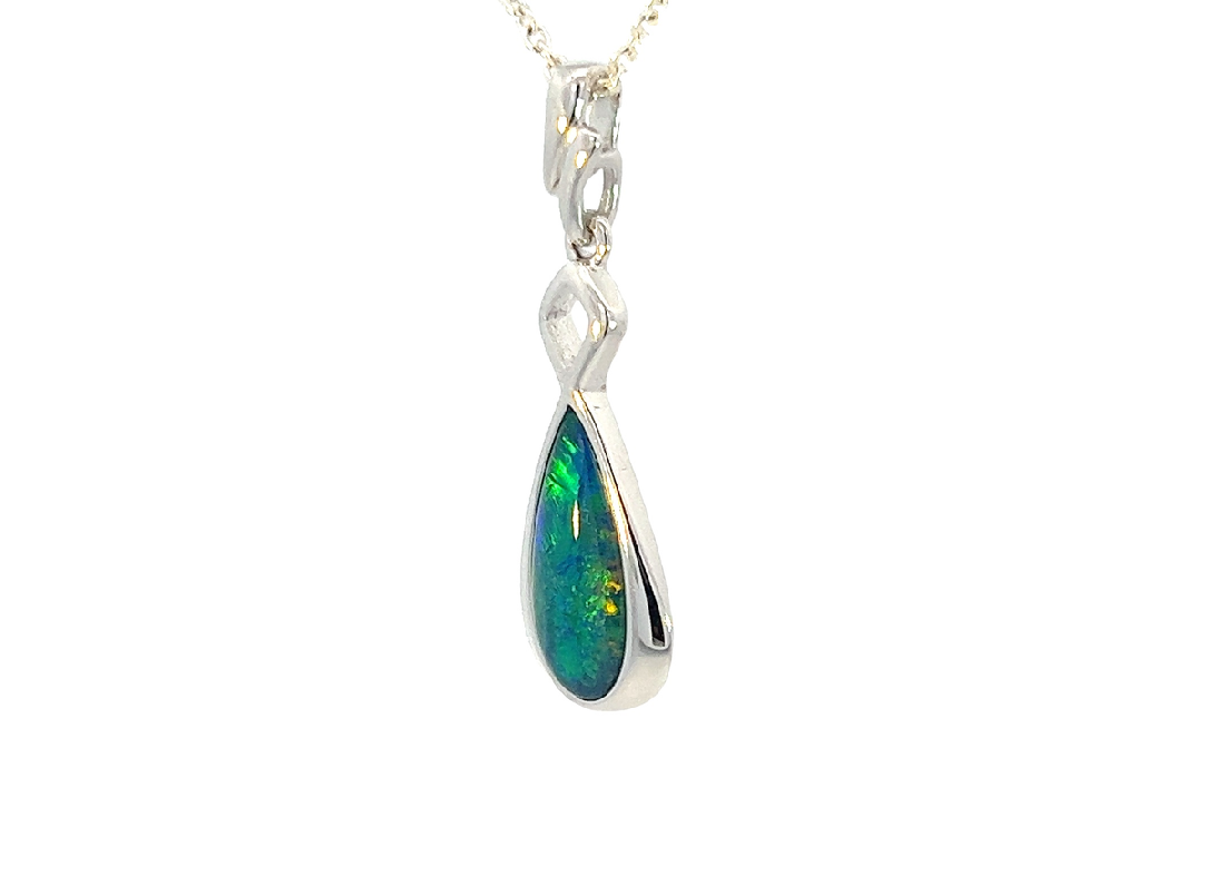 Sterling Silver Opal triplet pearshape 30x9.5mm pendant - Masterpiece Jewellery Opal & Gems Sydney Australia | Online Shop