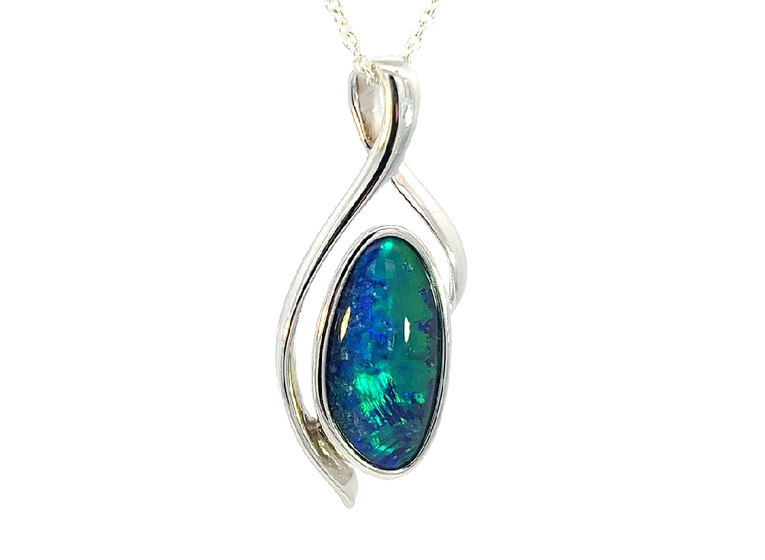 Sterling Silver Opal triplet pendant 33.3x13.3mm - Masterpiece Jewellery Opal & Gems Sydney Australia | Online Shop