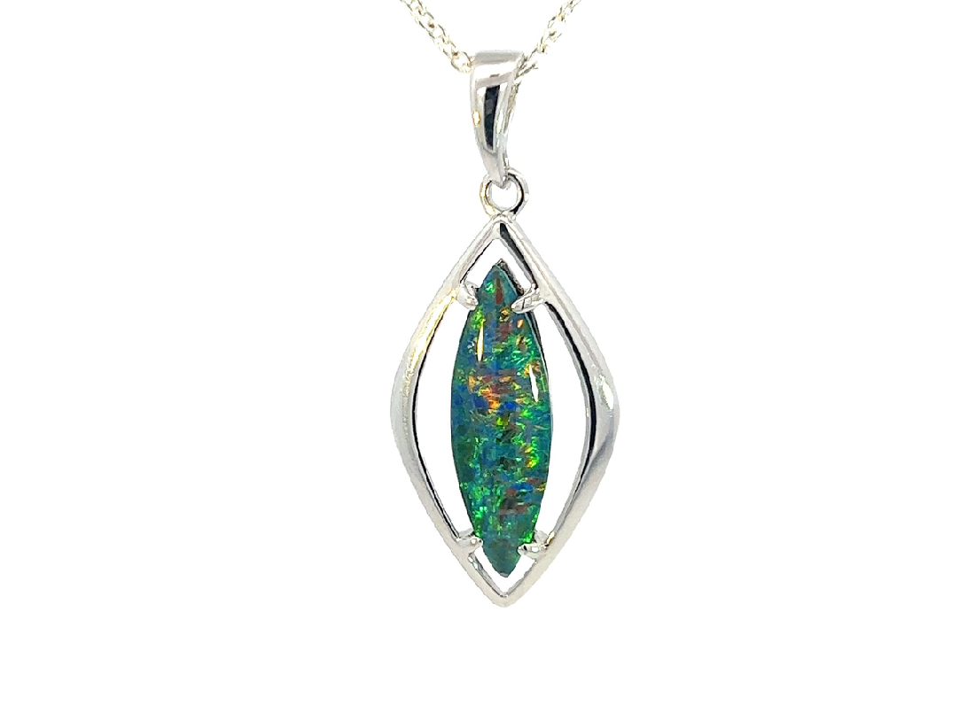 Sterling Silver Opal triplet 31.6x13.1mm pendant - Masterpiece Jewellery Opal & Gems Sydney Australia | Online Shop