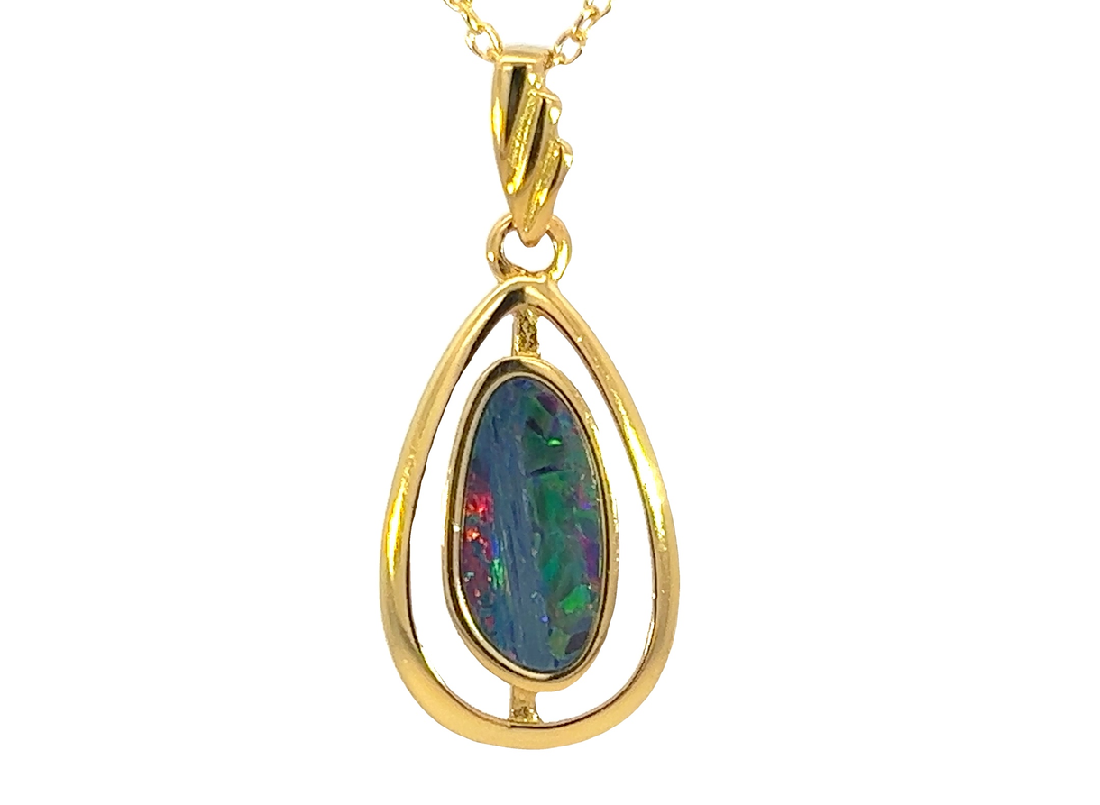 Gold plated silver Opal doublet pendant - Masterpiece Jewellery Opal & Gems Sydney Australia | Online Shop