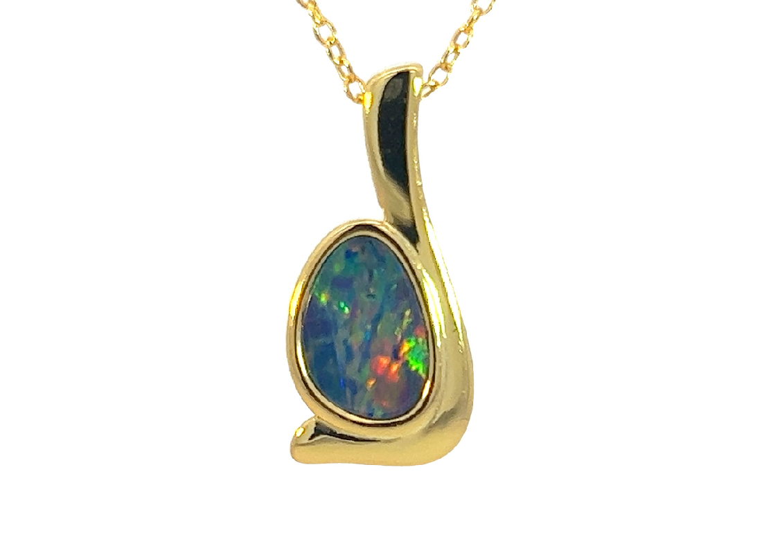 Gold Plate Silver Opal doublet 21x8.8mm pendant - Masterpiece Jewellery Opal & Gems Sydney Australia | Online Shop