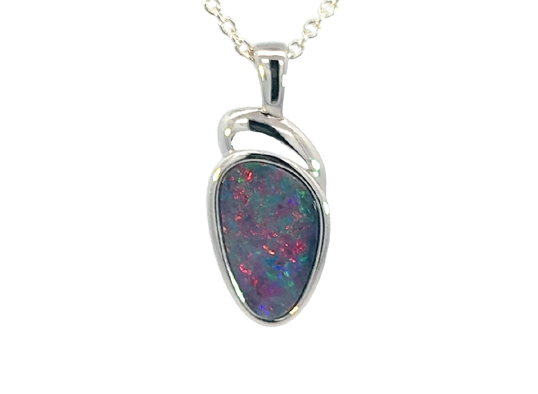 Sterling Silver Opal doublet 12.7x7.5mm pendant - Masterpiece Jewellery Opal & Gems Sydney Australia | Online Shop