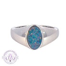 Sterling Silver Opal doublet solid shank ring - Masterpiece Jewellery Opal & Gems Sydney Australia | Online Shop