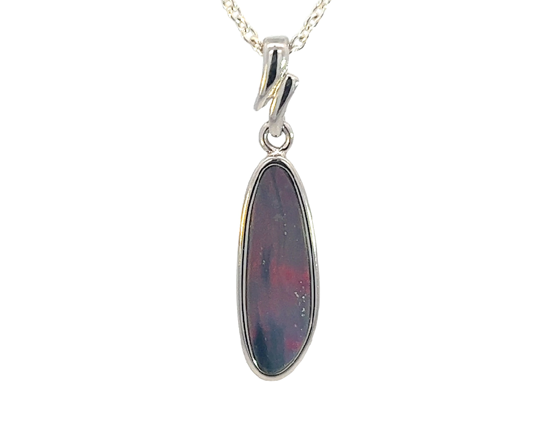 Sterling Silver Opal doublet pendant 17.5x5.4mm - Masterpiece Jewellery Opal & Gems Sydney Australia | Online Shop