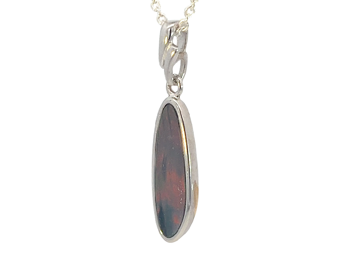 Sterling Silver Opal doublet pendant 17.5x5.4mm - Masterpiece Jewellery Opal & Gems Sydney Australia | Online Shop