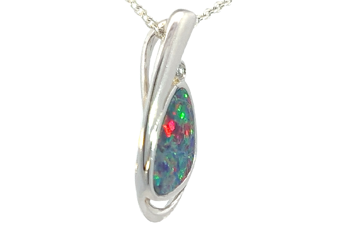 Sterling Silver Opal doublet 12x9mm pendant - Masterpiece Jewellery Opal & Gems Sydney Australia | Online Shop