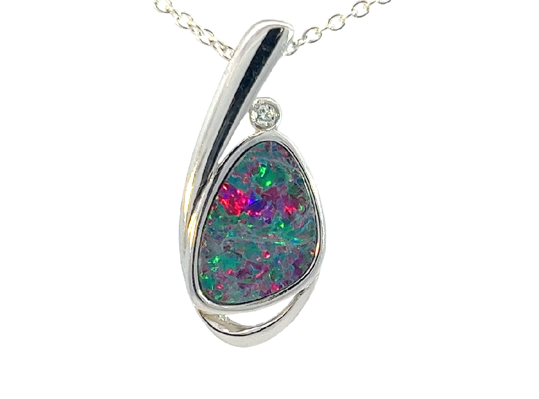 Sterling Silver Opal doublet 12x9mm pendant - Masterpiece Jewellery Opal & Gems Sydney Australia | Online Shop