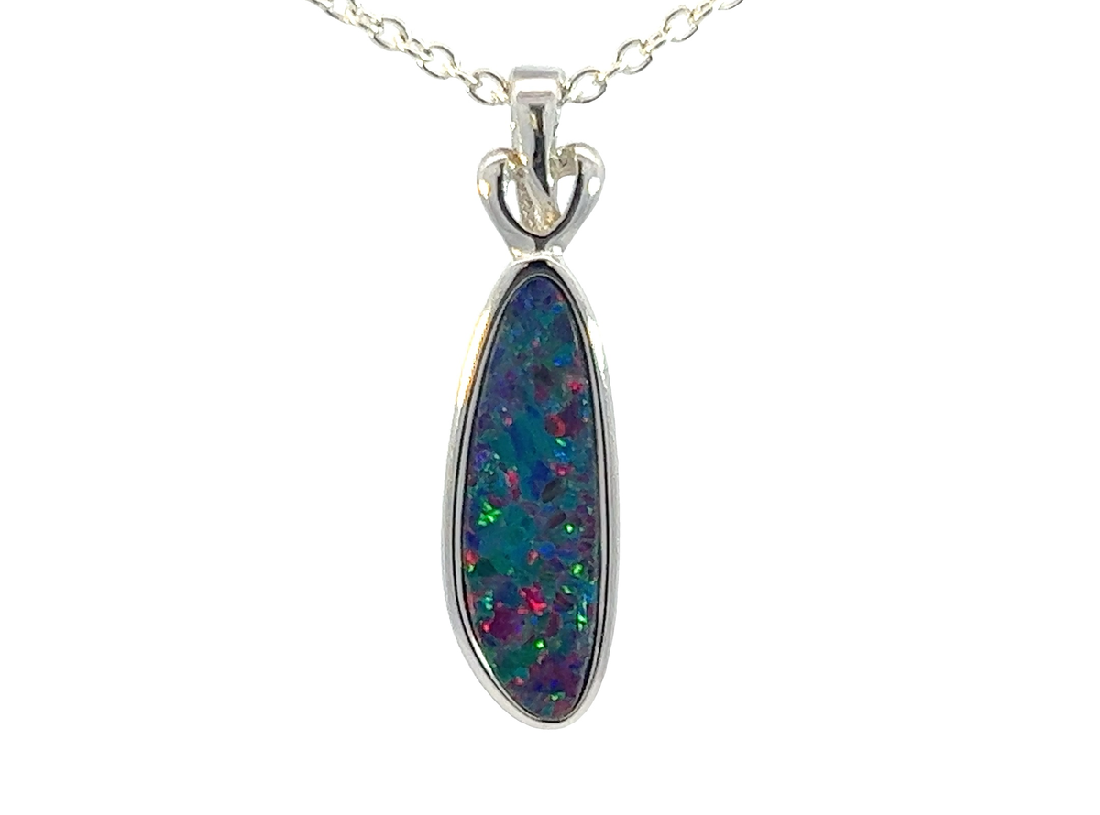 Sterling Silver Opal doublet 23x6mm pendant - Masterpiece Jewellery Opal & Gems Sydney Australia | Online Shop