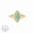 18kt Yellow Gold marquise shape cluster and Black Opal ring - Masterpiece Jewellery Opal & Gems Sydney Australia | Online Shop