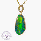 14kt Yellow Gold pendant Opal doublet 5.71ct with diamonds - Masterpiece Jewellery Opal & Gems Sydney Australia | Online Shop