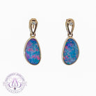 14kt Yellow Gold pair of dangling Opal doublet 3.32ct earrings - Masterpiece Jewellery Opal & Gems Sydney Australia | Online Shop