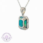 Sterling Silver Opal inlay rectanular shape necklace - Masterpiece Jewellery Opal & Gems Sydney Australia | Online Shop