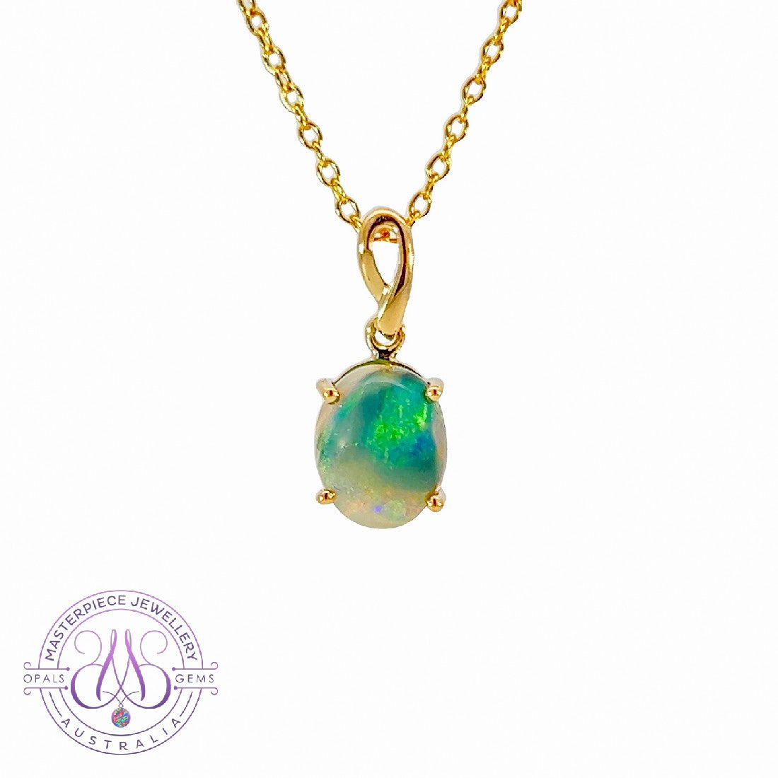 18kt Yellow Gold Black Opal 1.29ct pendant - Masterpiece Jewellery Opal & Gems Sydney Australia | Online Shop