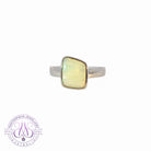 Sterling Silver square freeform White Opal 1.9ct ring - Masterpiece Jewellery Opal & Gems Sydney Australia | Online Shop