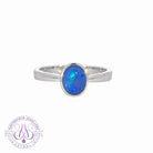 9kt White Gold solitaire Black Opal doublet 0.5ct ring - Masterpiece Jewellery Opal & Gems Sydney Australia | Online Shop