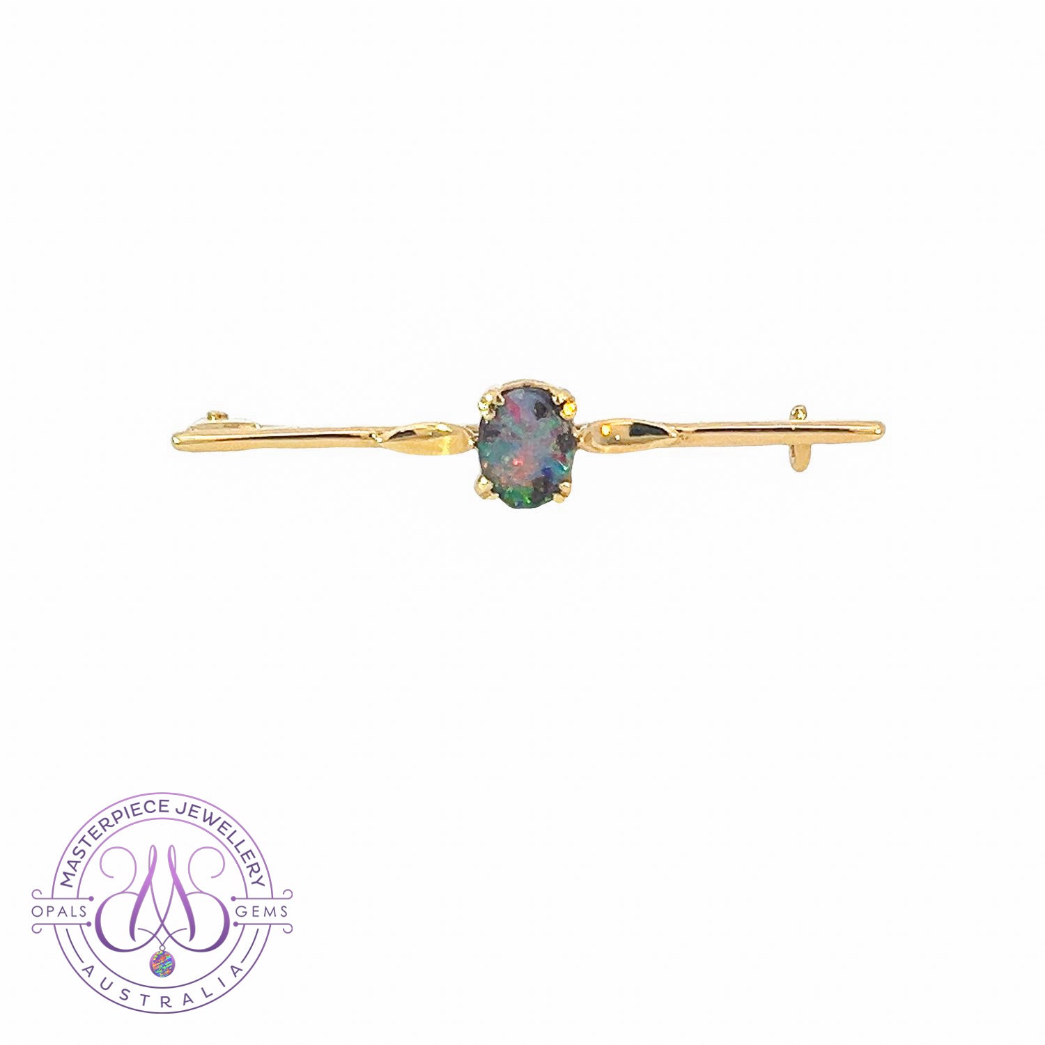 18kt Yellow Gold Boulder Opal 0.65ct brooch - Masterpiece Jewellery Opal & Gems Sydney Australia | Online Shop