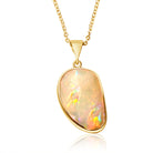 18kt Yellow Gold Freeform shape White Opal 4.88ct pendant - Masterpiece Jewellery Opal & Gems Sydney Australia | Online Shop