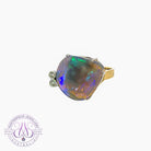 14kt White and Yellow Gold Black Opal 8.89ct and Diamond ring 0.08ct - Masterpiece Jewellery Opal & Gems Sydney Australia | Online Shop