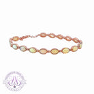 Sterling Silver Rose Gold plated 6x4mm White Opal bezel set bracelet - Masterpiece Jewellery Opal & Gems Sydney Australia | Online Shop