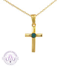 Small Silver Gold plated cross pendant with round 3mm Opal - Masterpiece Jewellery Opal & Gems Sydney Australia | Online Shop