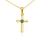 Small Silver Gold plated cross pendant with round 3mm Opal - Masterpiece Jewellery Opal & Gems Sydney Australia | Online Shop