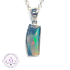 Sterling Silver black opal rectangular shape pendant