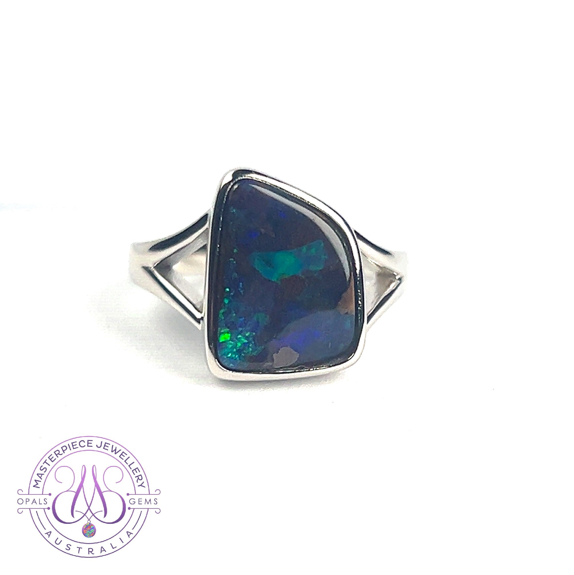 Sterling Silver Boulder opal 4.9ct bezel set ring