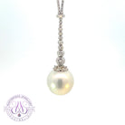 18kt White Gold diamond cut necklace with South Sea Pearl wire style