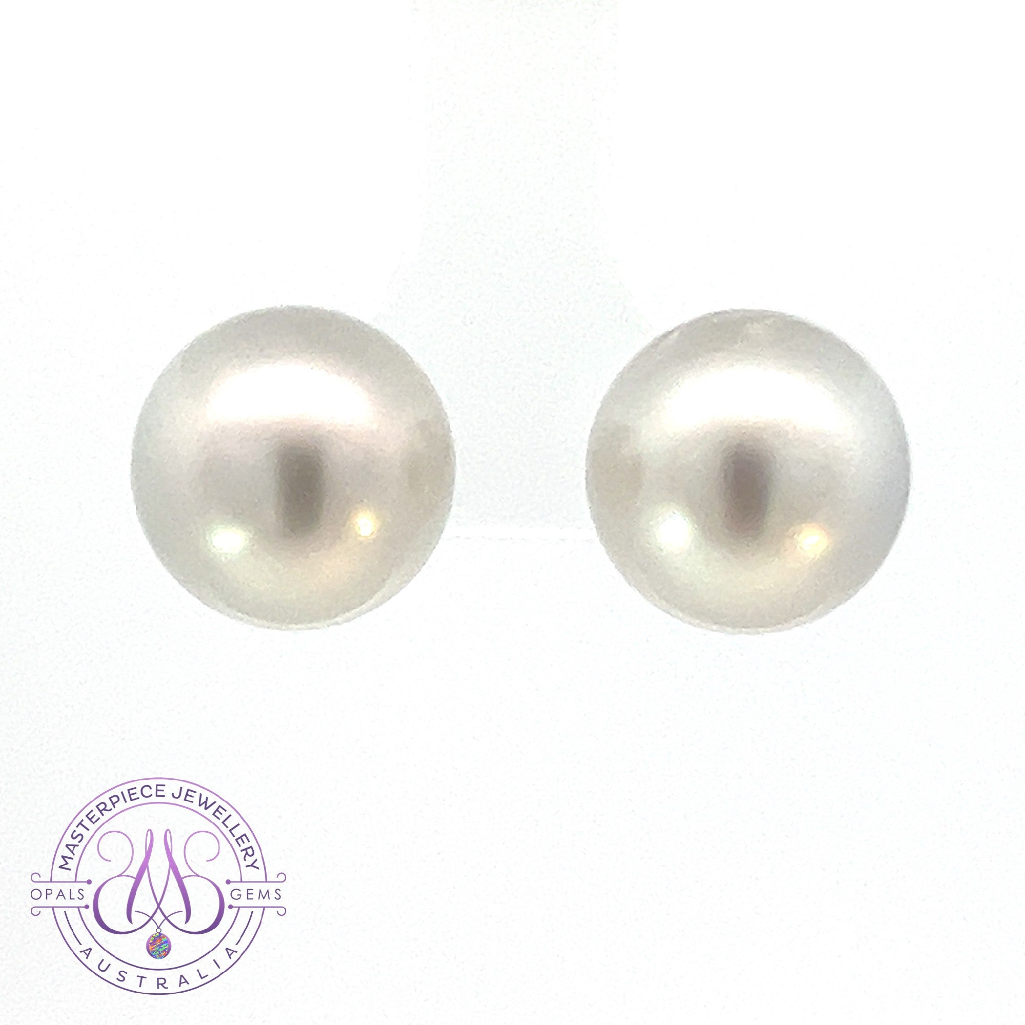 18kt White Gold South Sea 12mm studs 