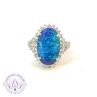 Platinum dress ring with one Australian Boulder Opal and 0.68ct Diamonds ring