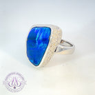 Platinum cluster design Green blue Boulder Opal 9.59ct with 1.07ct Diamonds ring