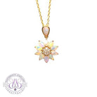 14kt Yellow Gold cluster floral pendant 0.85ct Marquise cut Opal pendant